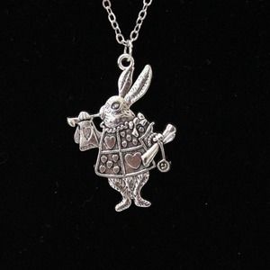 New Fashion Silver Tone Alice in Wonderland White Rabbit Necklace N42